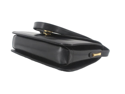 Pre-Owned Gucci Vintage Leather Adjustable Strap Shoulder Bag (Black) GUC.B.1080