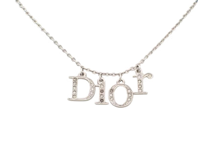 Pre-Owned Christian Dior Silver Logo Dior Swing Necklace DIO.J.1004