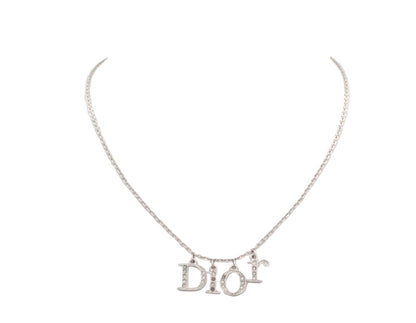 Pre-Owned Christian Dior Silver Logo Dior Swing Necklace DIO.J.1004