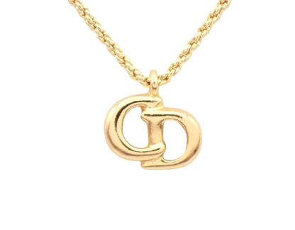 Pre-Owned Christian Dior CD Gold Plated Chain Necklace DIO.J.1005
