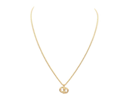 Pre-Owned Christian Dior CD Gold Plated Chain Necklace DIO.J.1005