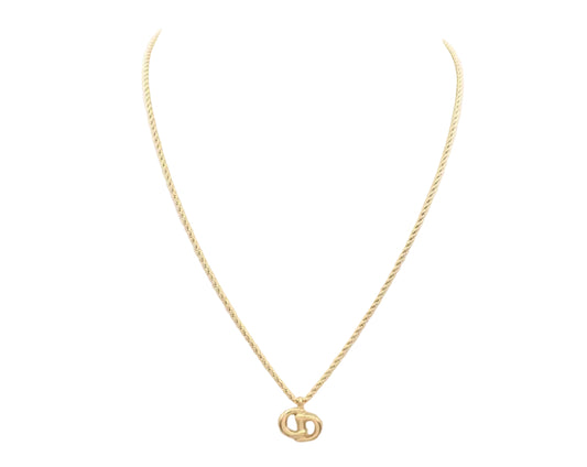 Pre-Owned Christian Dior CD Gold Plated Chain Necklace DIO.J.1005