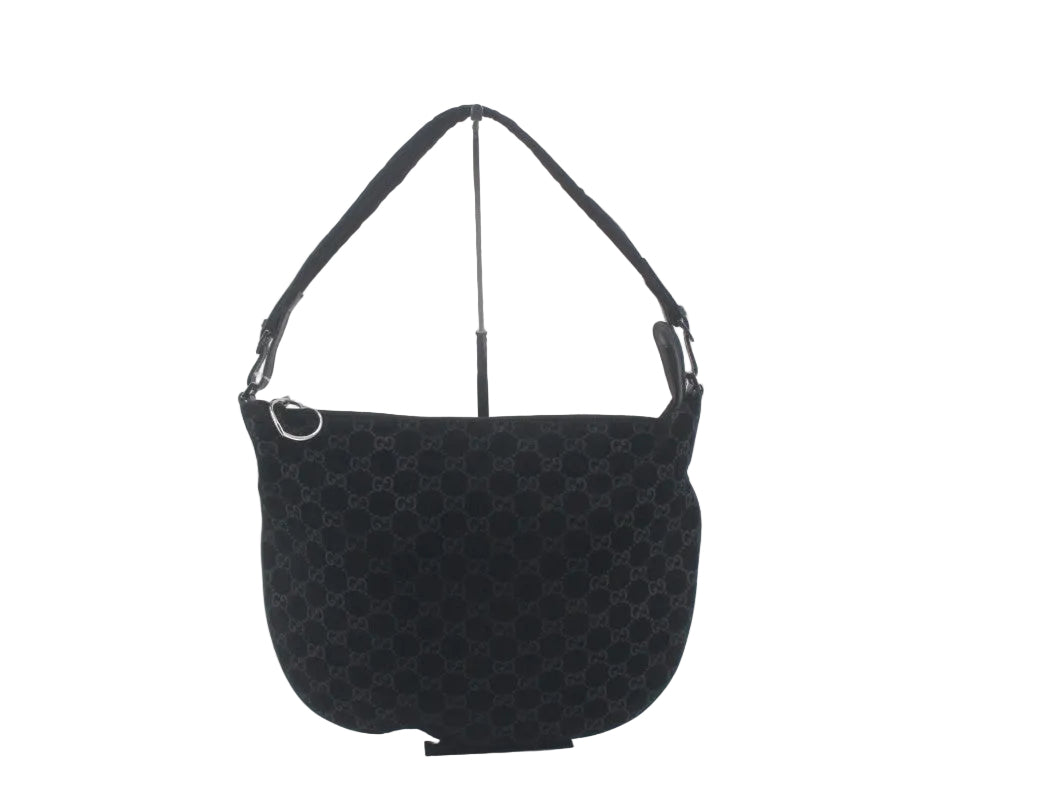 Pre-Owned Gucci Vintage Suede GG Shoulder Bag (Black) GUC.B.1081