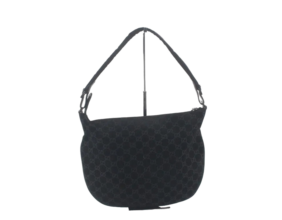 Pre-Owned Gucci Vintage Suede GG Shoulder Bag (Black) GUC.B.1081