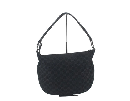 Pre-Owned Gucci Vintage Suede GG Shoulder Bag (Black) GUC.B.1081