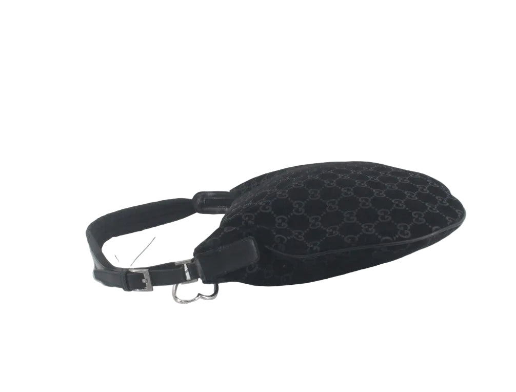 Pre-Owned Gucci Vintage Suede GG Shoulder Bag (Black) GUC.B.1081