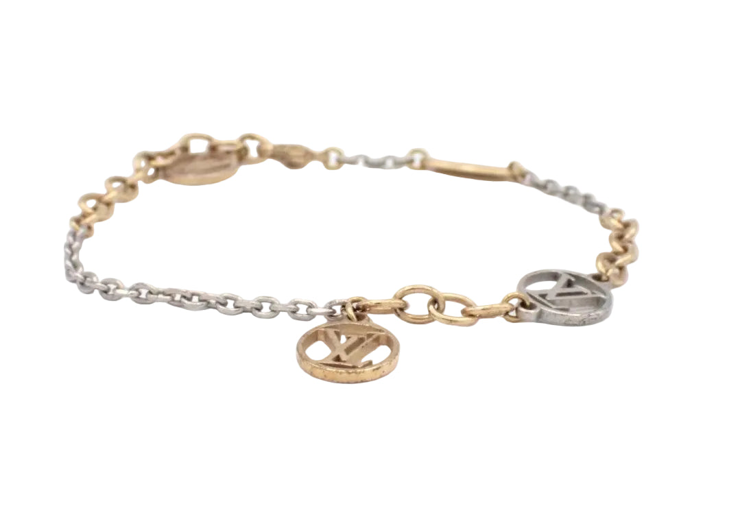Pre-Owned Louis Vuitton LogoMania Sterling Silver & Gold Plated Bracelet LOU.J.1008