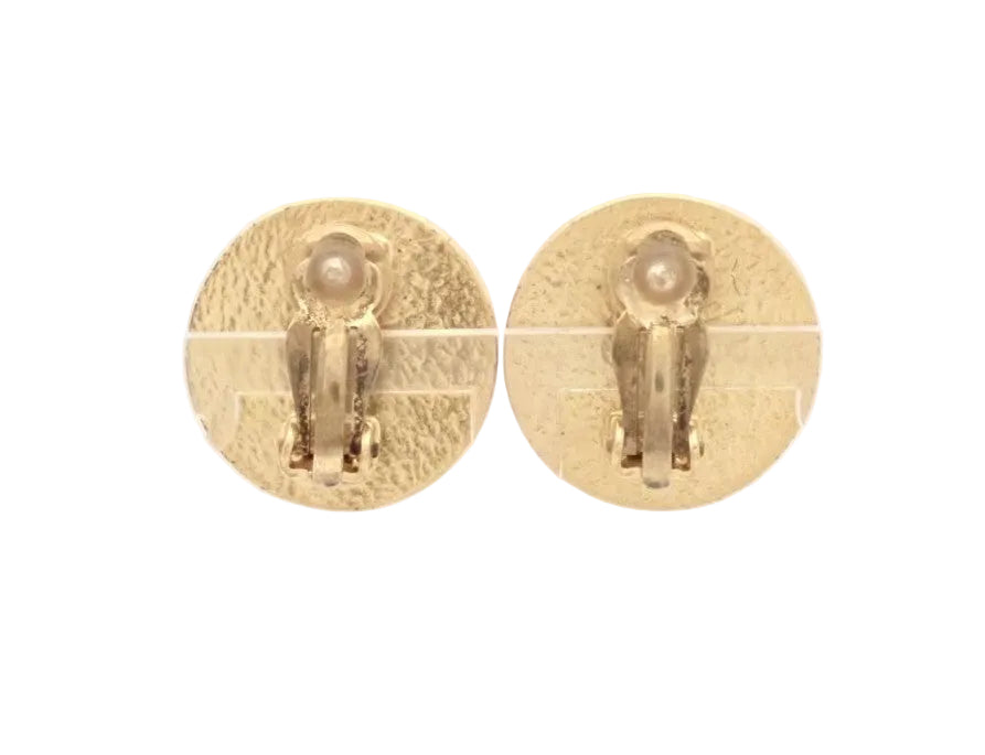 Pre-Owned Chanel Vintage Coco Mark Circle 2001 Clip on Earrings (Red) CHA.J.1137