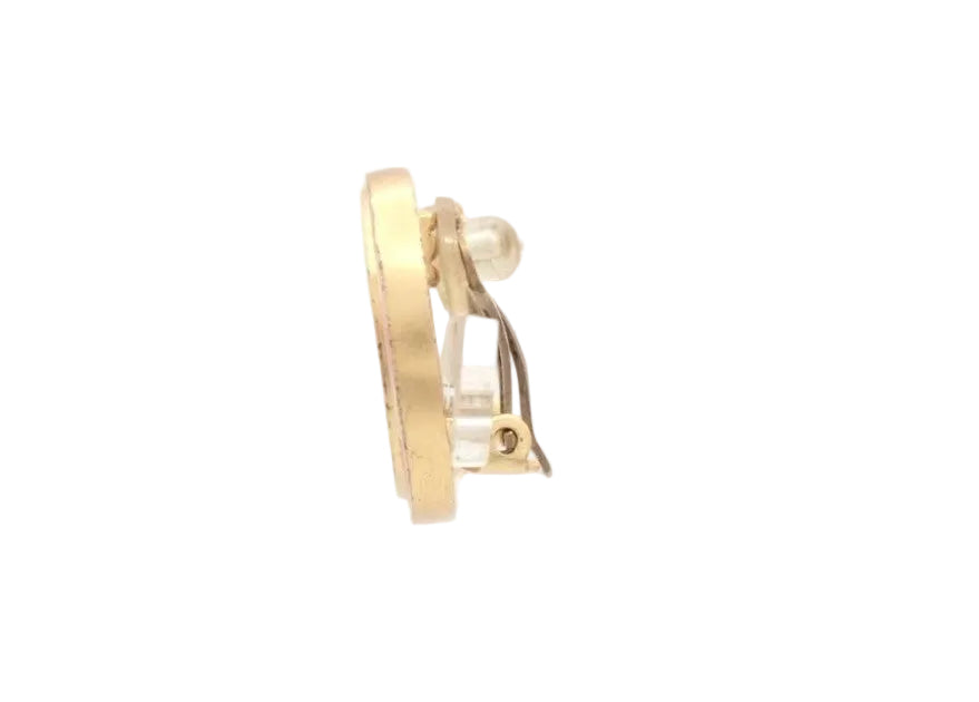 Pre-Owned Chanel Vintage Coco Mark Circle 2001 Clip on Earrings (Red) CHA.J.1137