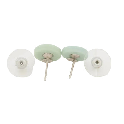 Pre-Owned Chanel 2005 Green & White CC Pierced Earrings CHA.J.1144