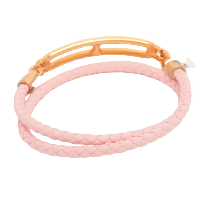 Pre-Owned Hermes Roulis Double Tour T2 (Size S) Rose Gold Leather Bracelet HER.J.1014