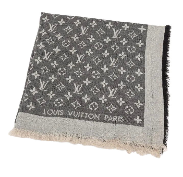 Pre-Owned Louis Vuitton Denim Blanket Shawl (Black) LOU.A.1052