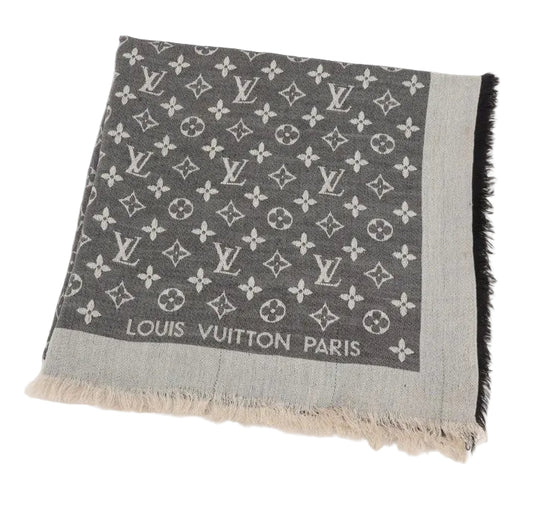 Pre-Owned Louis Vuitton Denim Blanket Shawl (Black) LOU.A.1052