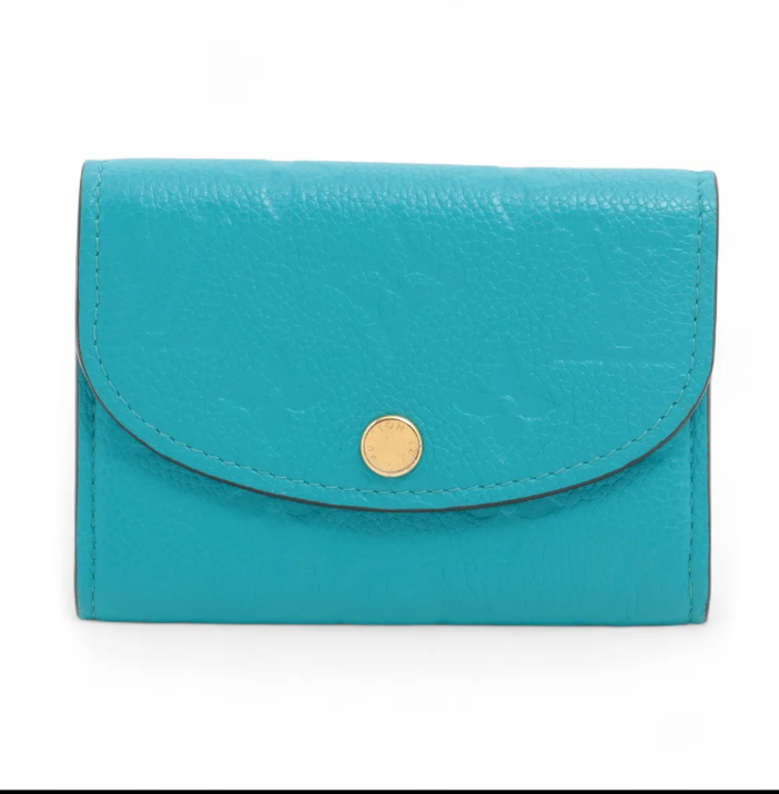 Pre-Owned Louis Vuitton Rosalie Coin Empreinte Leather Wallet w/ Initals AK (Blue) LOU.S.1297