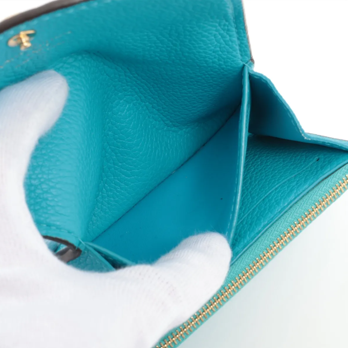 Pre-Owned Louis Vuitton Rosalie Coin Empreinte Leather Wallet w/ Initals AK (Blue) LOU.S.1297