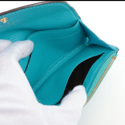 Pre-Owned Louis Vuitton Rosalie Coin Empreinte Leather Wallet w/ Initals AK (Blue) LOU.S.1297