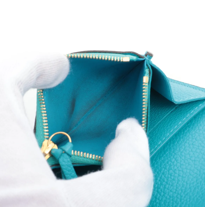 Pre-Owned Louis Vuitton Rosalie Coin Empreinte Leather Wallet w/ Initals AK (Blue) LOU.S.1297