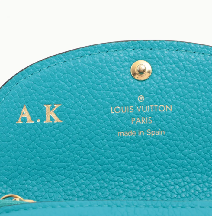 Pre-Owned Louis Vuitton Rosalie Coin Empreinte Leather Wallet w/ Initals AK (Blue) LOU.S.1297