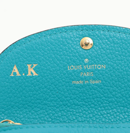 Pre-Owned Louis Vuitton Rosalie Coin Empreinte Leather Wallet w/ Initals AK (Blue) LOU.S.1297