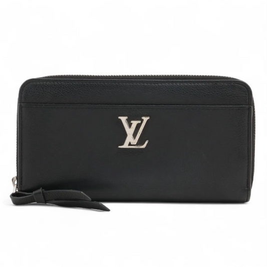 Pre-Owned Louis Vuitton Zippy Long LockMe Leather Wallet (Black) LOU.S.1296