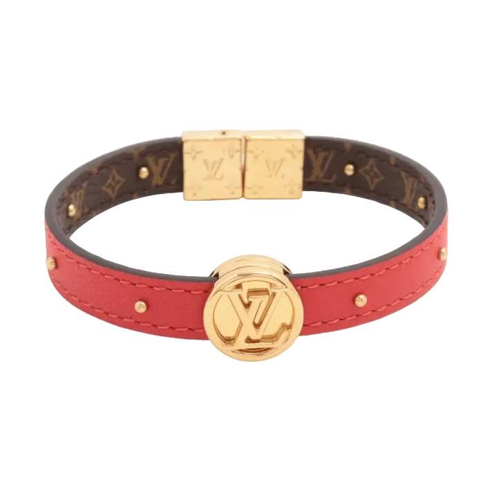 Pre-Owned Louis Vuitton LV Circle Reversible Monogram Bracelet (Red & Mono) LOU.J.1010