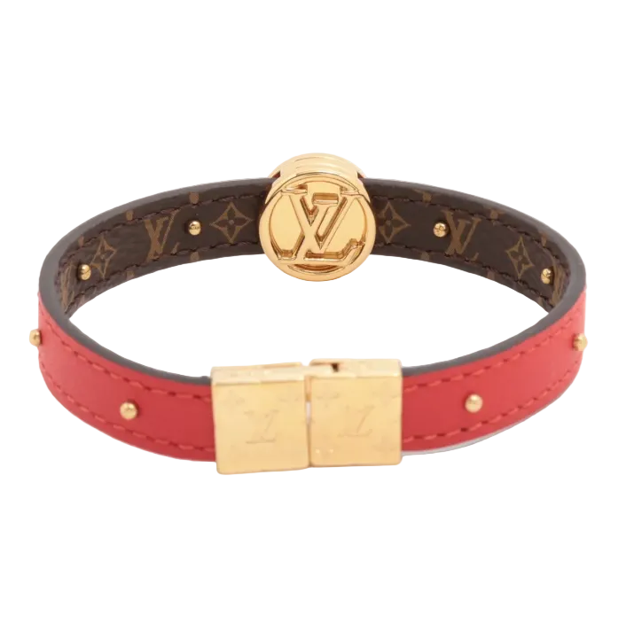 Pre-Owned Louis Vuitton LV Circle Reversible Monogram Bracelet (Red & Mono) LOU.J.1010