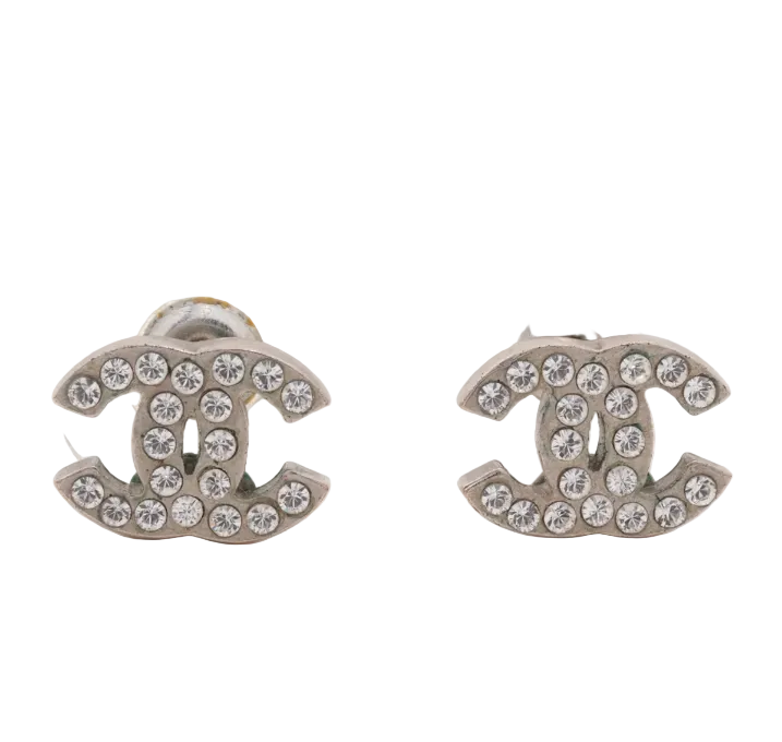 Pre-Owned Chanel Stone Coco Mark Silver 2010 Pierced Earring CHA.J.1151