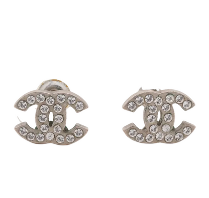 Pre-Owned Chanel Stone Coco Mark Silver 2010 Pierced Earring CHA.J.1151