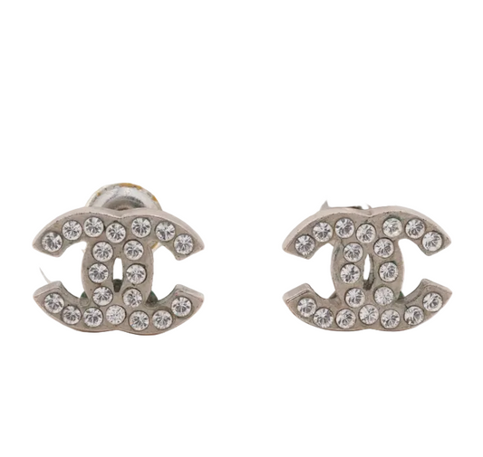 Pre-Owned Chanel Stone Coco Mark Silver 2010 Pierced Earring CHA.J.1151