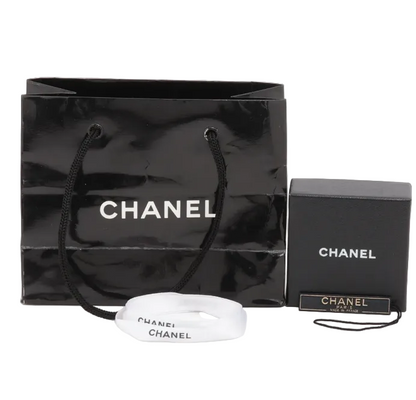 Pre-owned Chanel Black & Gold Stone 02 Swing Huggies Pierced Earrings CHA.J.1150