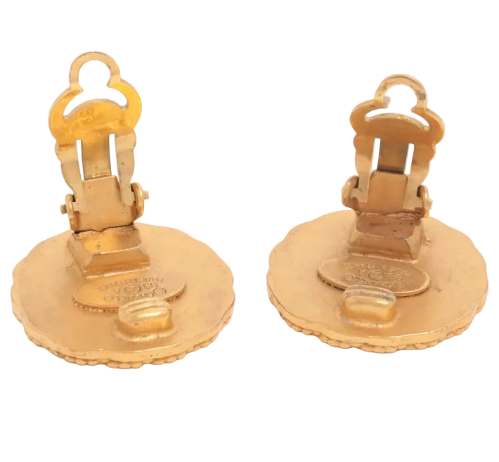 Pre-Owned Chanel Vintage Gold Coin 1993 Clip On Earrings CHA.J.1149