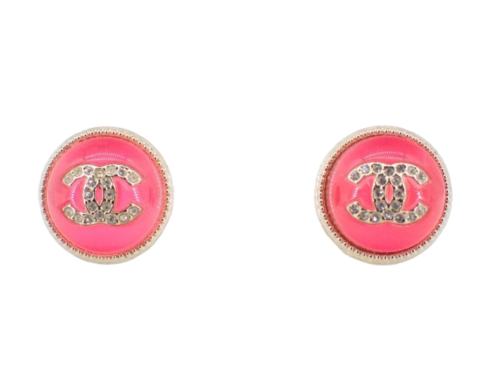 Pre-Owned Chanel 22C Rhinestone Round Stud Earrings CHA.J.1029