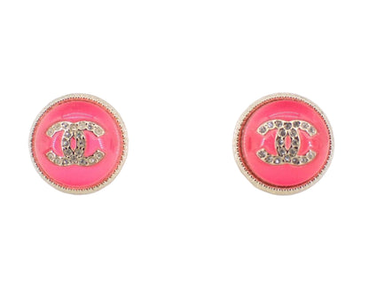 Pre-Owned Chanel 22C Rhinestone Round Stud Earrings CHA.J.1029