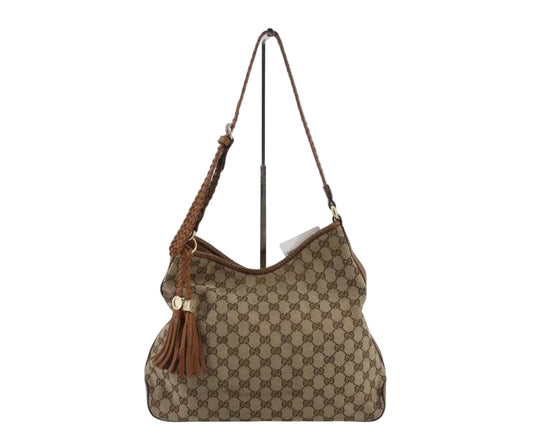Pre-Owned Gucci GG Canvas Marrakech Woven Shoulder Bag GUC.B.1055