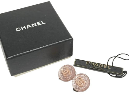 Pre-Owned Chanel 2000 CC Glitter Clip On Earrings (Light Pink) CHA.J.1106