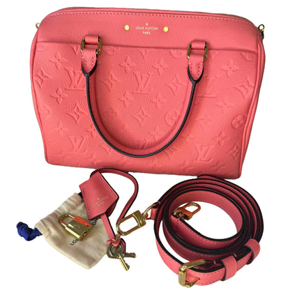 Pre-Owned Louis Vuitton Speedy 25 Empreinte Leather Bandolier Crossbody (Pink) LOU.B.1095