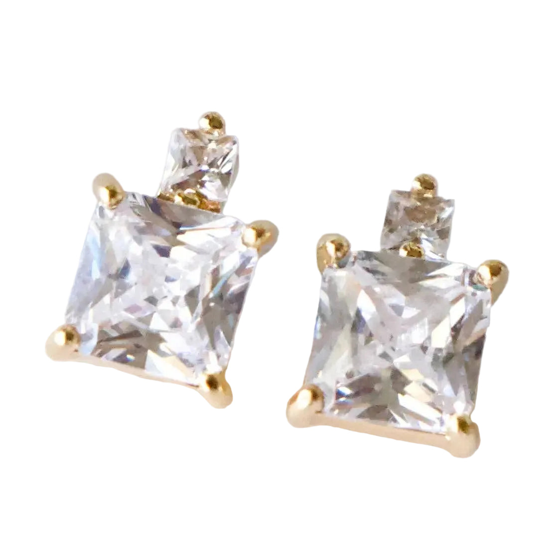 Fashion Two Stacked Square Stud Earrings  