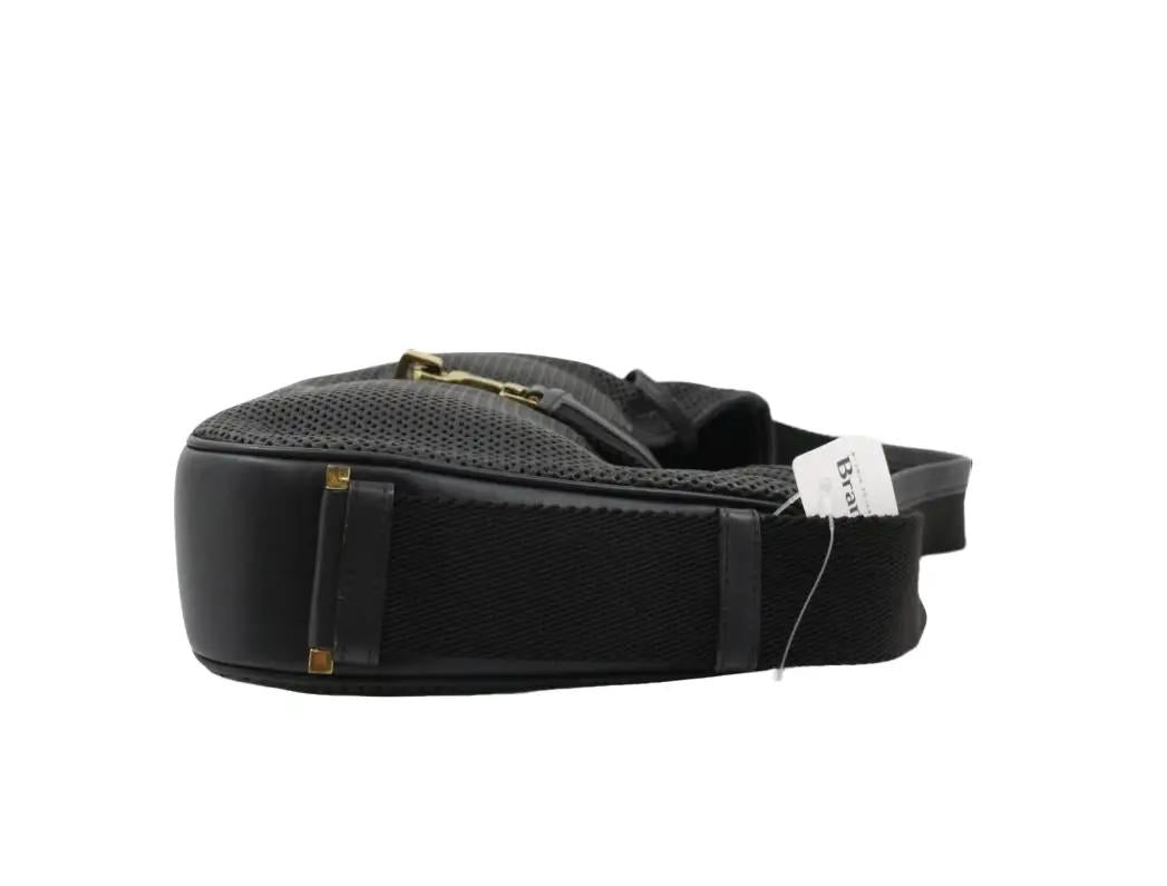 Pre-Owned Gucci Vintage Jackie Perforated Leather and Canvas Shoulder Bag (Black) GUC.B.1082
