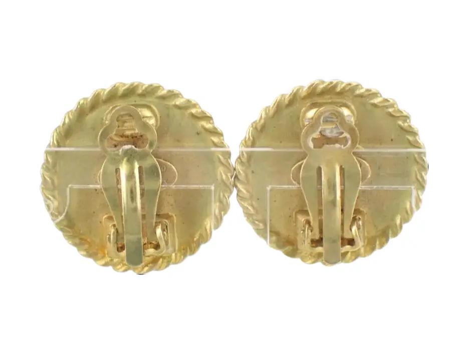 Pre-Owned Chanel Vintage Coco Mark Gold & Black Braid Edge 95' Clip On Earrings CHA.J.1131