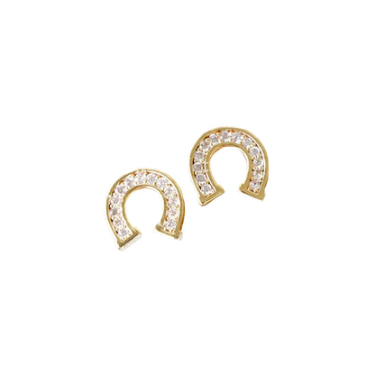 Fashion Horseshoe Gold Plated Stud Earrings