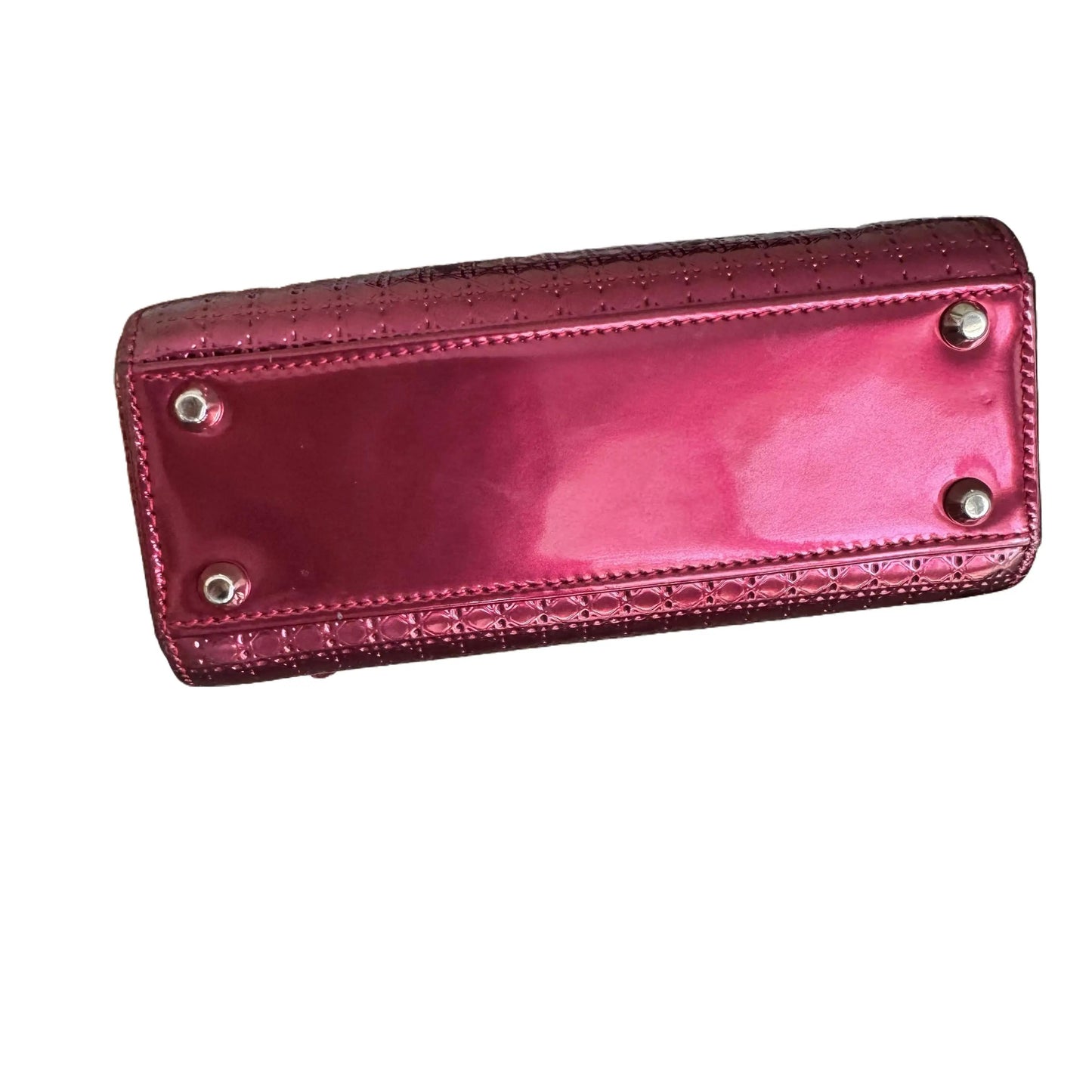 Pre-Owned Dior Lady Dior Mini Metallic Patent Leather Micro-cannage Quilted Shoulder Bag (Pink) DIO.B.1009