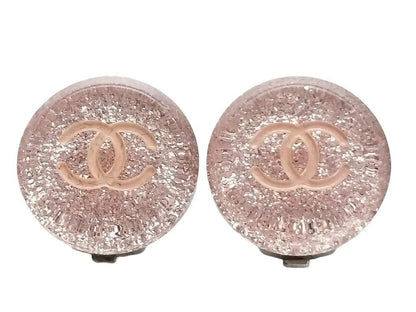 Pre-Owned Chanel 2000 CC Glitter Clip On Earrings (Light Pink) CHA.J.1106